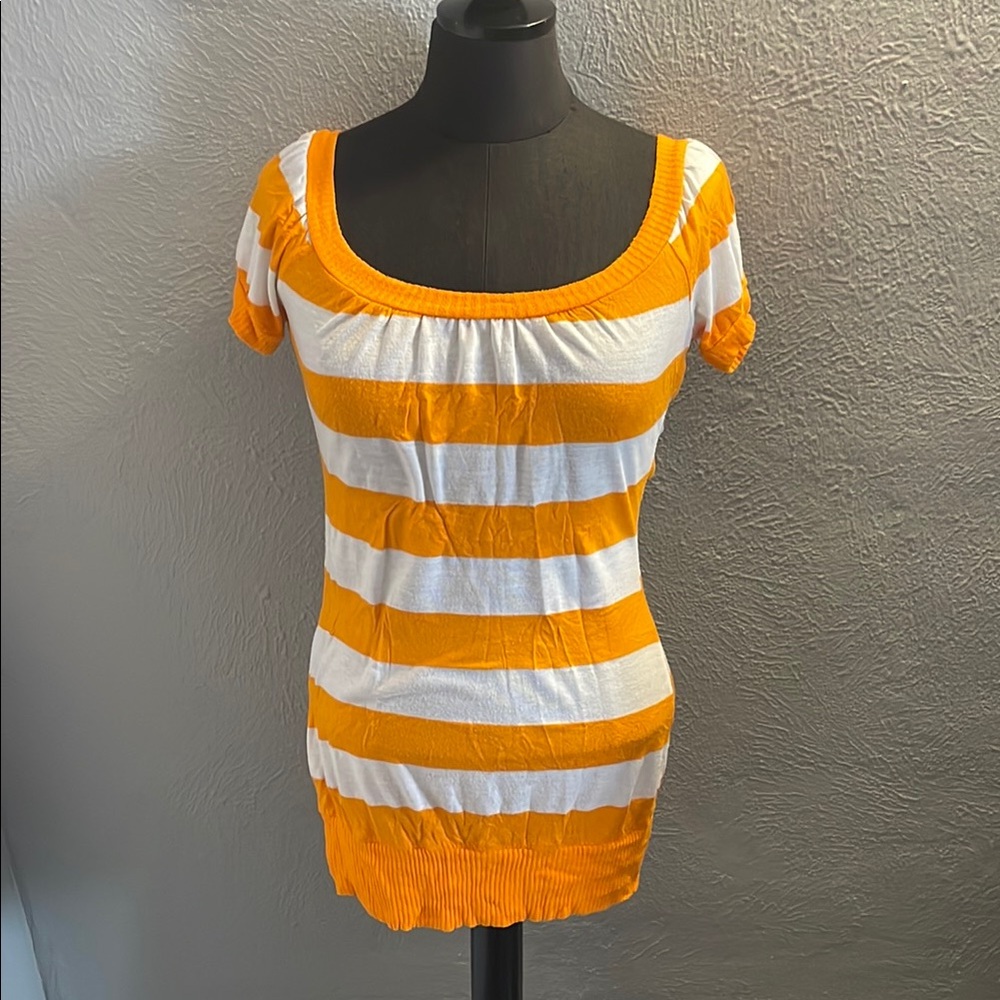 Charlotte Russe Orange and White Striped Women's Top